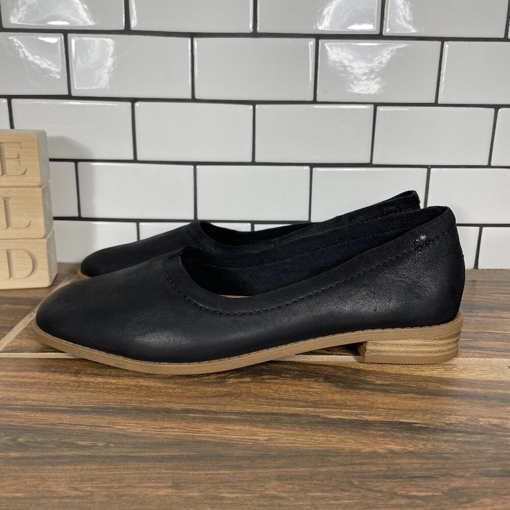 Clarks Pure Walk Womens Size 7.5 Shoes Black Leather Casual Slip On Loafers